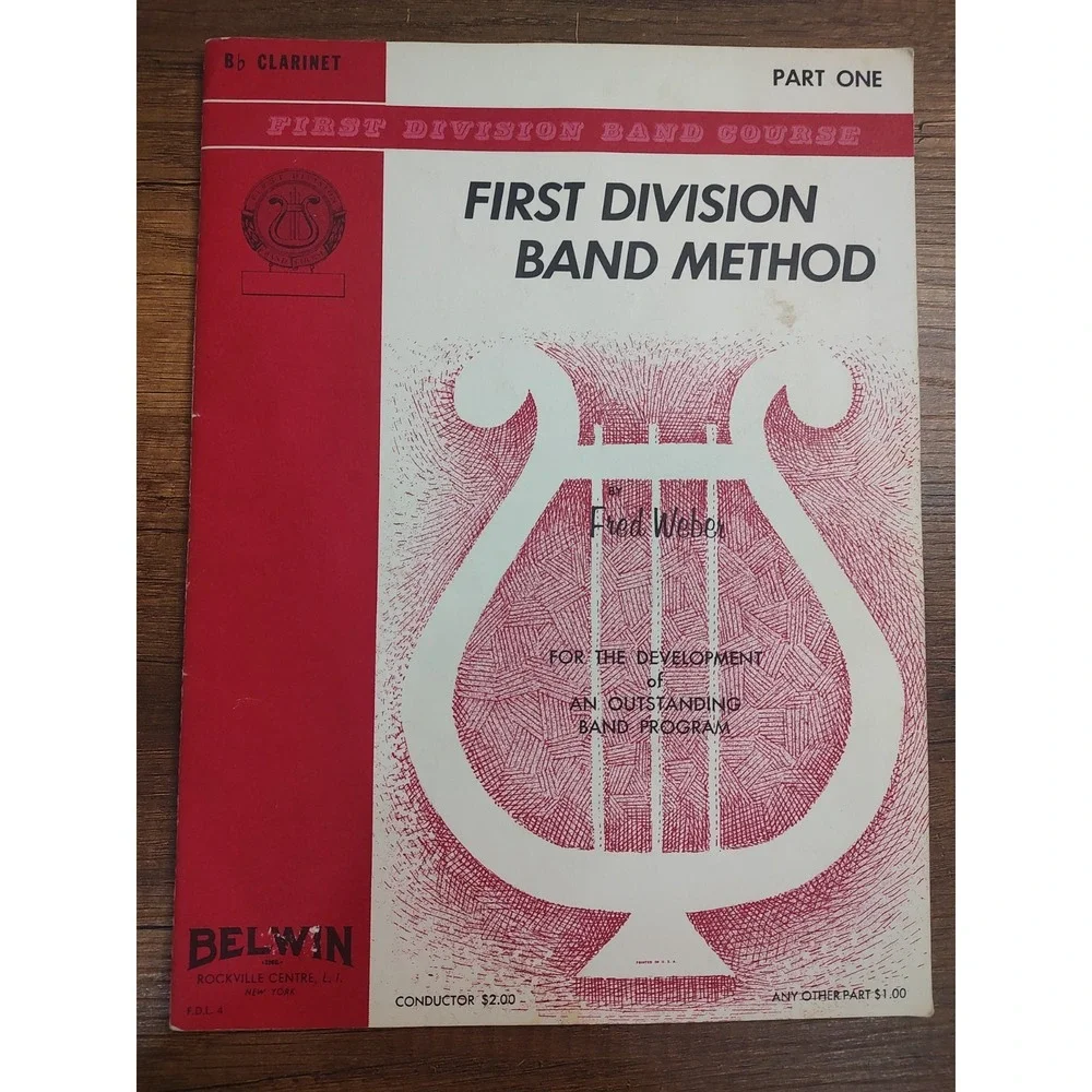 First Division Band Method for B Flat Clarinet Part 1 One Sheet Music 1962 M22